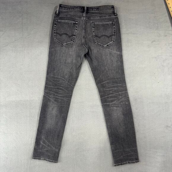 American Eagle Jeans Mens Tag 29x32 Fits 28x28.5 Slim Straight Distressed Black - Picture 5 of 11